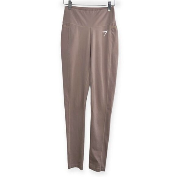 Gymshark Dreamy 2.0 high waisted Leggings Taupe pockets sz Small pull on active - Picture 5 of 8